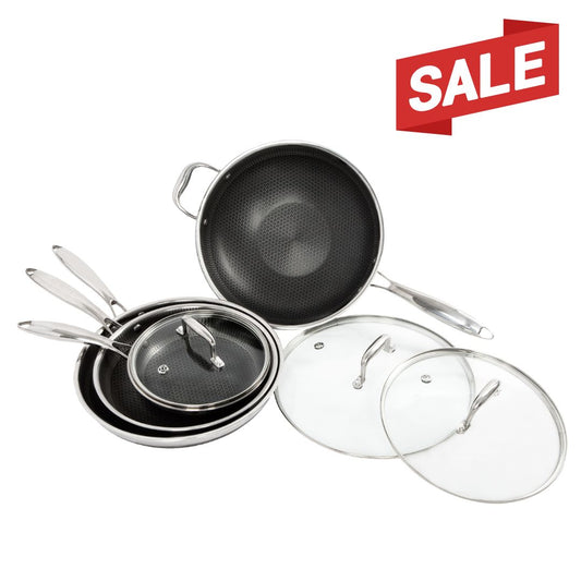 Vertex Fusion Cookware Set + Wok | Hybrid Stainless Steel